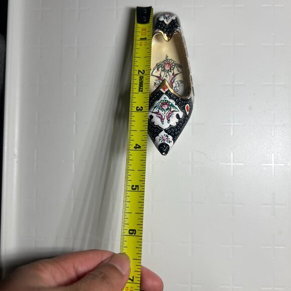 Antique 1900's Persian Enamel on Copper Islamic Art Paint Shoe Ashtray Black Pro - Picture 8 of 8